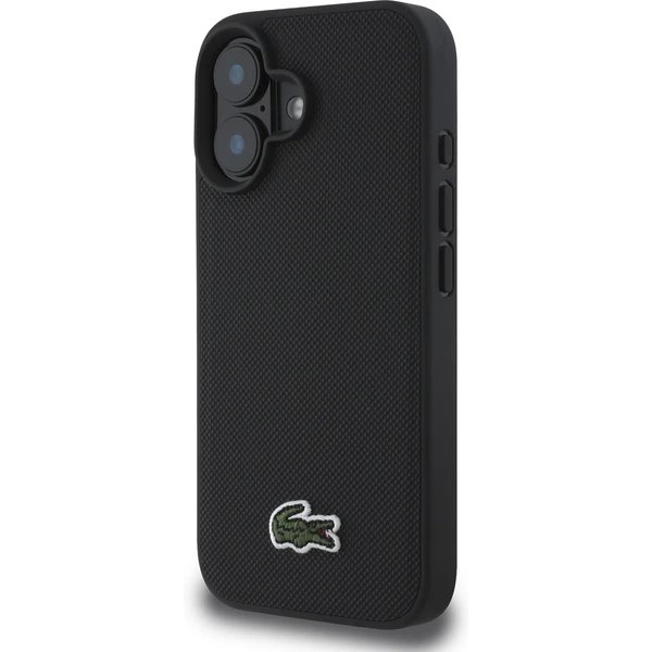 Lacoste Iconic Petit Pique Woven Logo MagSafe kryt iPhone 16 Plus čierny