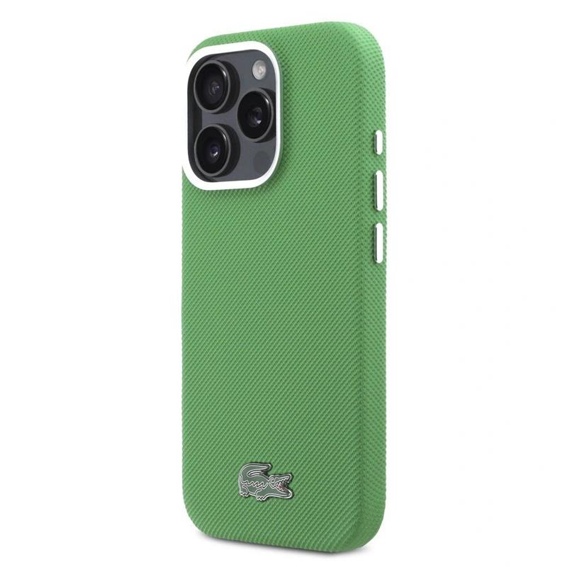 Lacoste PVC Iconic Petit Pique Metal Logo MagSafe kryt iPhone 16 Pro zelený
