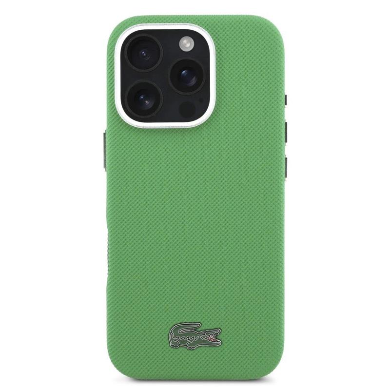 Lacoste PVC Iconic Petit Pique Metal Logo MagSafe kryt iPhone 16 Pro zelený