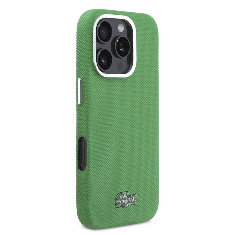 Lacoste PVC Iconic Petit Pique Metal Logo MagSafe kryt iPhone 16 Pro zelený