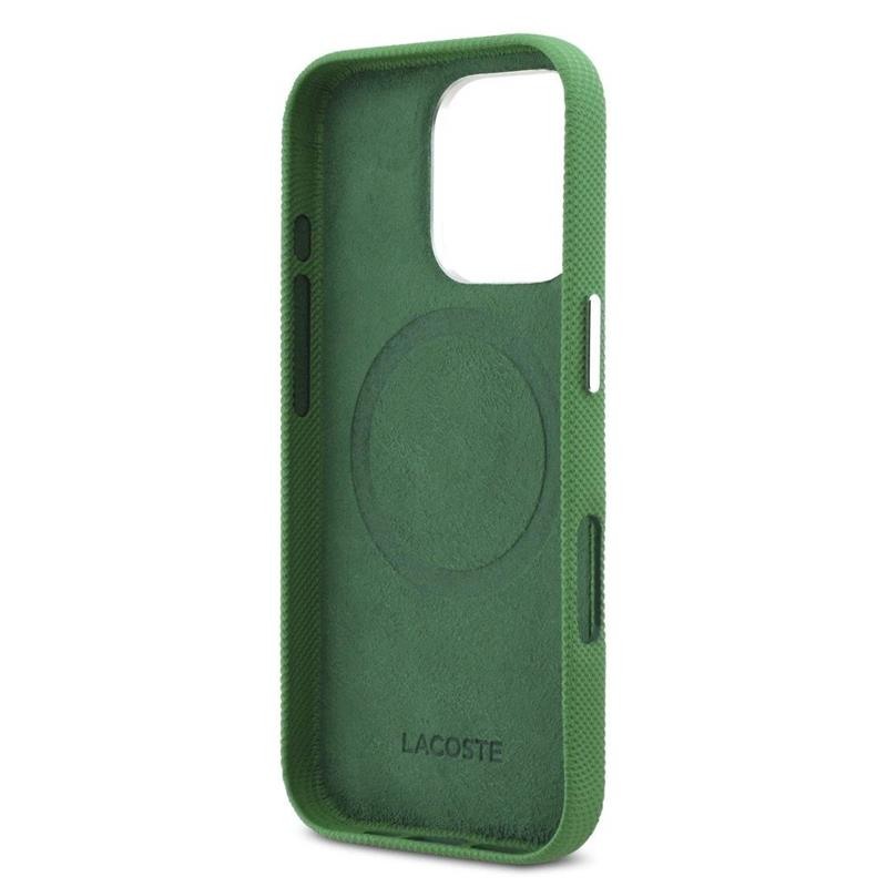 Lacoste PVC Iconic Petit Pique Metal Logo MagSafe kryt iPhone 16 Pro zelený