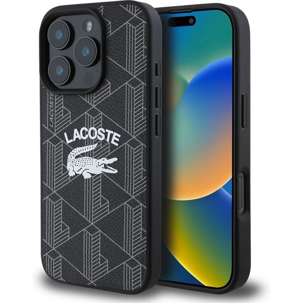 Lacoste Blend Monogram MagSafe kryt iPhone 16 Pro čierny