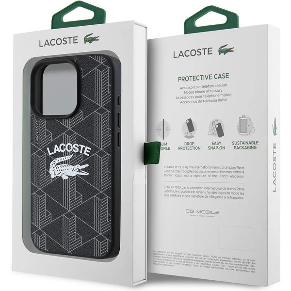 Lacoste Blend Monogram MagSafe kryt iPhone 16 Pro čierny