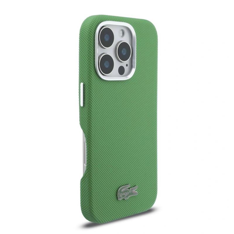 Lacoste PVC Iconic Petit Pique Metal Logo MagSafe kryt iPhone 16 Pro Max zelený