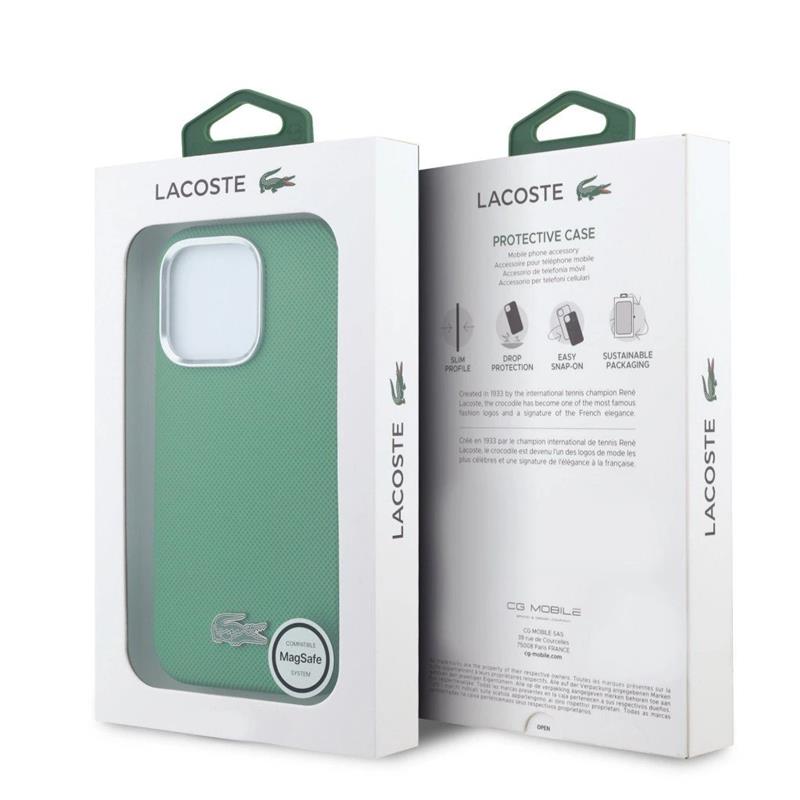 Lacoste PVC Iconic Petit Pique Metal Logo MagSafe kryt iPhone 16 Pro Max zelený