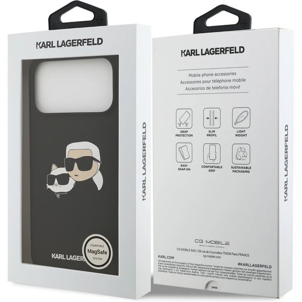 Karl Lagerfeld Liquid Silicone Double Heads MagSafe kryt iPhone 17 Pro Max čierny