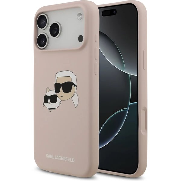 Karl Lagerfeld Liquid Silicone Double Heads MagSafe kryt iPhone 17 Pro Max ružový