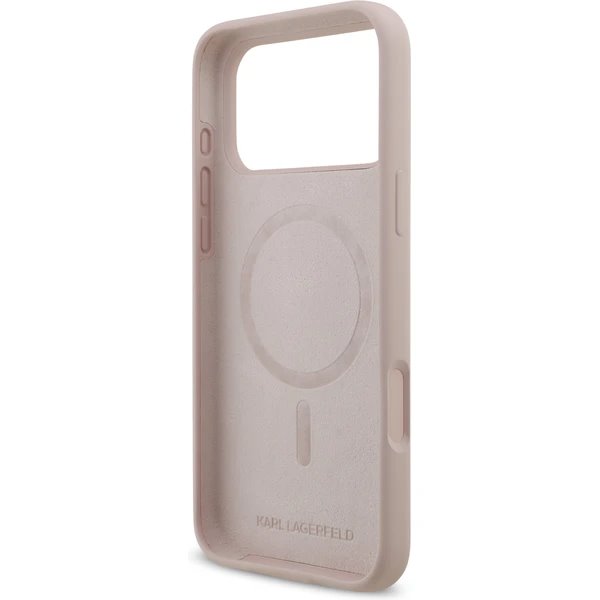 Karl Lagerfeld Liquid Silicone Karl and Choupette MagSafe kryt iPhone 17 Pro Max ružový