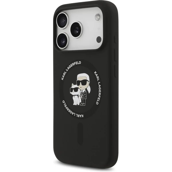 Karl Lagerfeld Liquid Silicone Karl and Choupette MagSafe kryt iPhone 17 Pro Max čierny