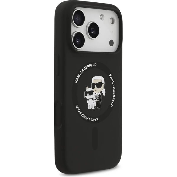 Karl Lagerfeld Liquid Silicone Karl and Choupette MagSafe kryt iPhone 17 Pro Max čierny