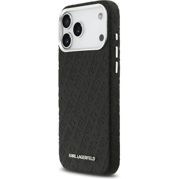 Karl Lagerfeld Grained PU Repeated Logo MagSafe kryt iPhone 17 Pro Max čierny