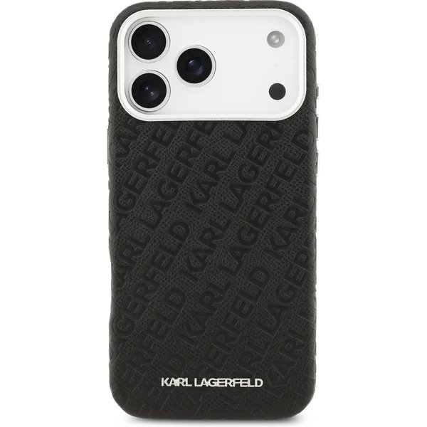 Karl Lagerfeld Grained PU Repeated Logo MagSafe kryt iPhone 17 Pro Max čierny