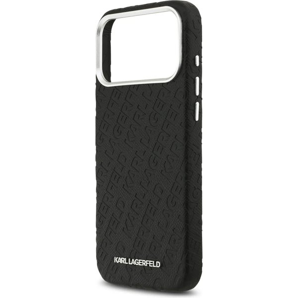 Karl Lagerfeld Grained PU Repeated Logo MagSafe kryt iPhone 17 Pro Max čierny