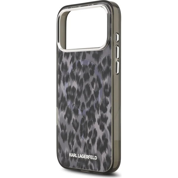 Karl Lagerfeld IML Leopard MagSafe kryt iPhone 17 Pro Max šedá