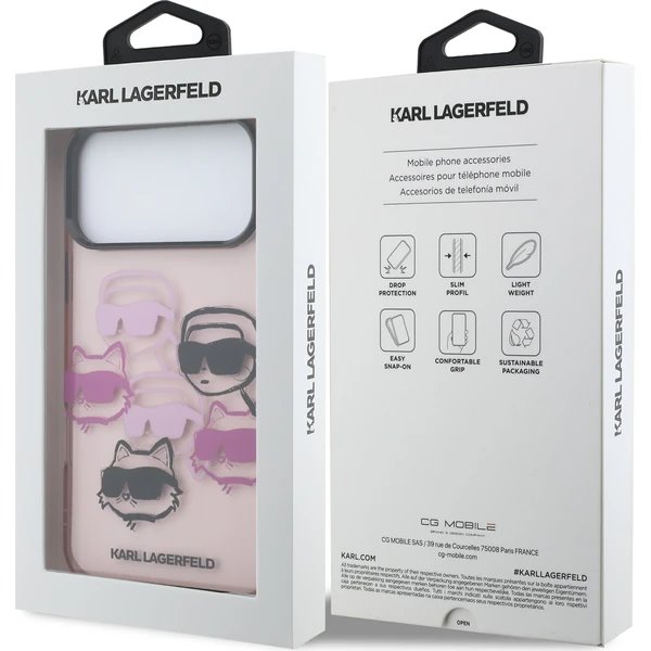 Karl Lagerfeld IML Multi K&CH Heads kryt iPhone 17 Pro Max ružový