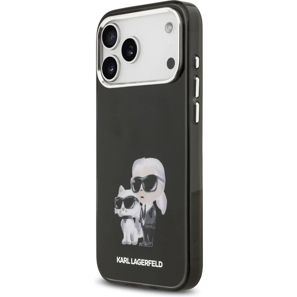 Karl Lagerfeld IML Aquarelle Karl and Choupette kryt iPhone 17 Pro Max čierny