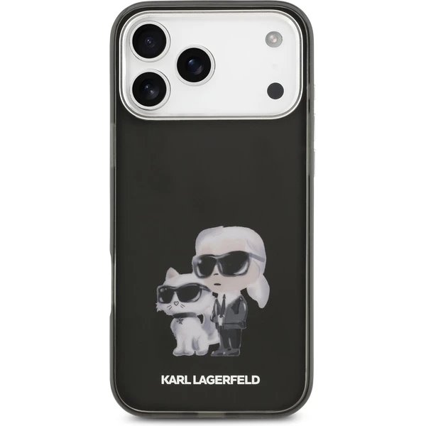 Karl Lagerfeld IML Aquarelle Karl and Choupette kryt iPhone 17 Pro Max čierny
