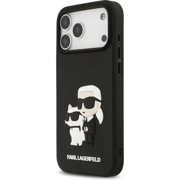 Karl Lagerfeld 3D Rubber Karl and Choupette kryt iPhone 17 Pro Max čierny
