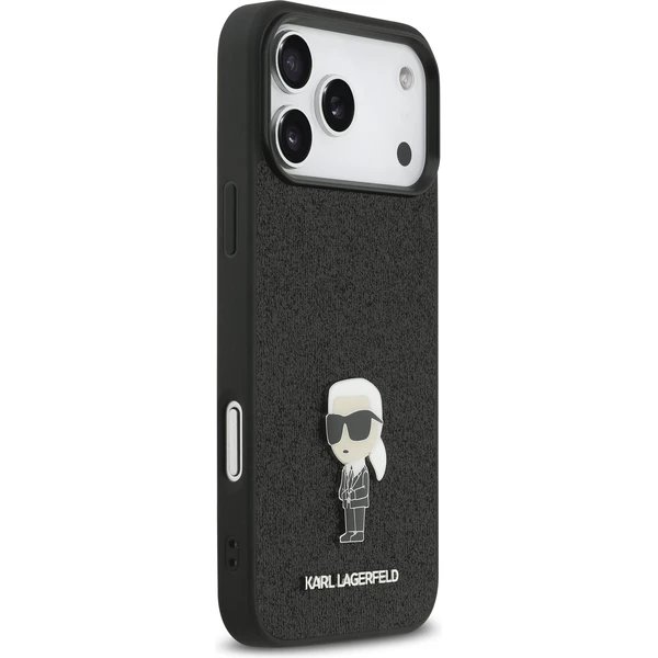 Karl Lagerfeld Fixed Glitter Metal Ikonik kryt iPhone 17 Pro Max čierny
