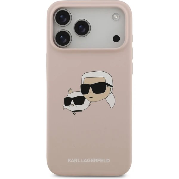 Karl Lagerfeld Liquid Silicone Double Heads MagSafe kryt iPhone 17 Pro růžový