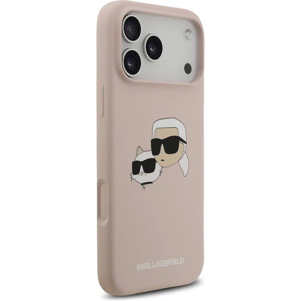 Karl Lagerfeld Liquid Silicone Double Heads MagSafe kryt iPhone 17 Pro růžový