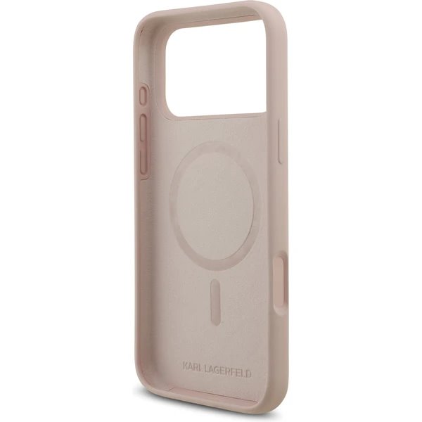 Karl Lagerfeld Liquid Silicone Double Heads MagSafe kryt iPhone 17 Pro růžový