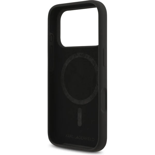 Karl Lagerfeld Liquid Silicone Karl and Choupette MagSafe kryt iPhone 17 Pro čierny