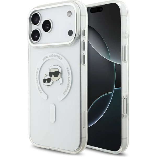 Karl Lagerfeld IML K&CH Heads Metal Frame MagSafe MagSafe kryt iPhone 17 Pro priehľadná