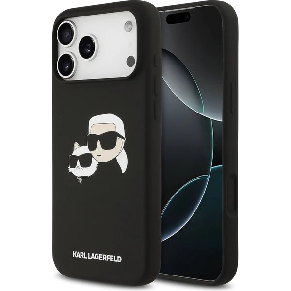 Karl Lagerfeld Liquid Silicone Double Heads MagSafe kryt iPhone 17 Pro čierny