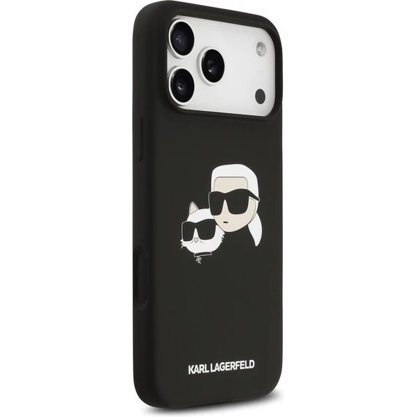 Karl Lagerfeld Liquid Silicone Double Heads MagSafe kryt iPhone 17 Pro čierny