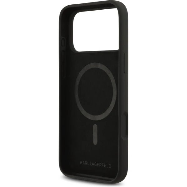 Karl Lagerfeld Liquid Silicone Double Heads MagSafe kryt iPhone 17 Pro čierny