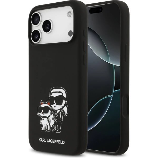 Karl Lagerfeld Liquid Silicone K&CH Sketch MagSafe kryt iPhone 17 Pro černý