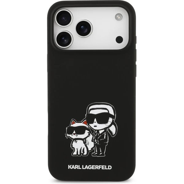 Karl Lagerfeld Liquid Silicone K&CH Sketch MagSafe kryt iPhone 17 Pro černý