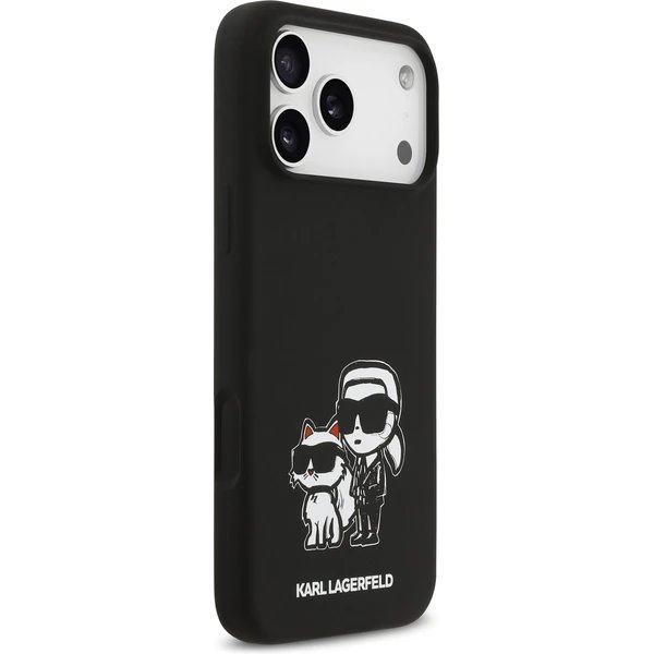 Karl Lagerfeld Liquid Silicone K&CH Sketch MagSafe kryt iPhone 17 Pro černý