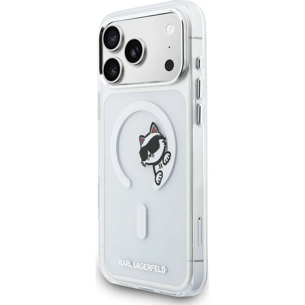 Karl Lagerfeld IML Choupette Peekaboo MagSafe MagSafe kryt iPhone 17 Pro průhledná