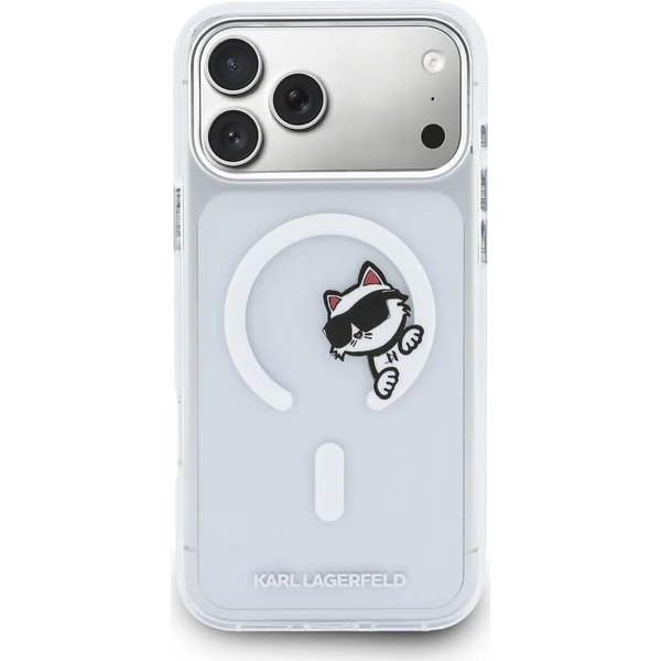 Karl Lagerfeld IML Choupette Peekaboo MagSafe MagSafe kryt iPhone 17 Pro průhledná