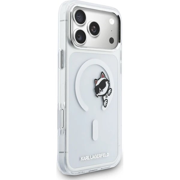 Karl Lagerfeld IML Choupette Peekaboo MagSafe MagSafe kryt iPhone 17 Pro průhledná