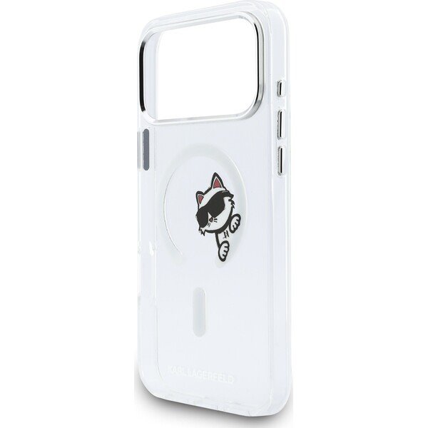 Karl Lagerfeld IML Choupette Peekaboo MagSafe MagSafe kryt iPhone 17 Pro průhledná