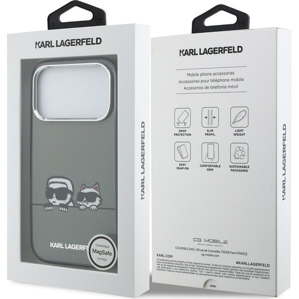 Karl Lagerfeld IML K&CH Heads Logo MagSafe MagSafe kryt iPhone 17 Pro čierny