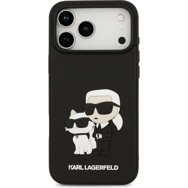 Karl Lagerfeld 3D Rubber Karl and Choupette kryt iPhone 17 Pro čierny