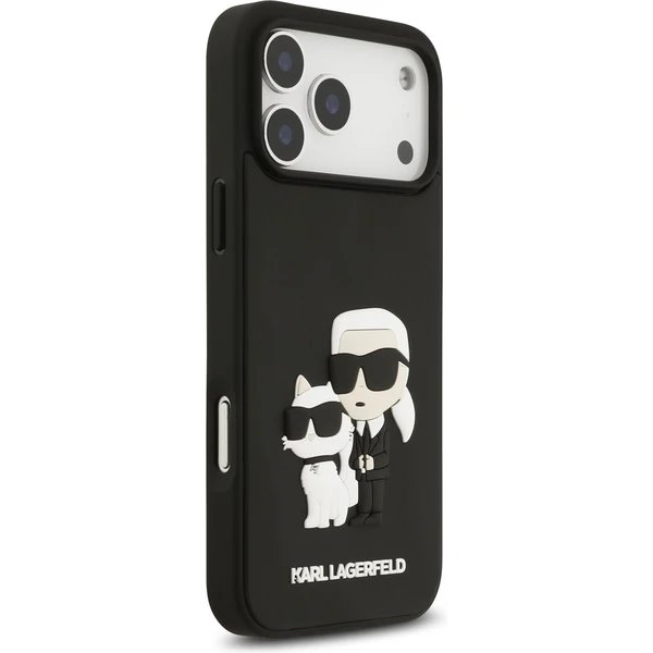 Karl Lagerfeld 3D Rubber Karl and Choupette kryt iPhone 17 Pro čierny