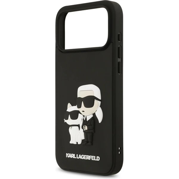 Karl Lagerfeld 3D Rubber Karl and Choupette kryt iPhone 17 Pro čierny