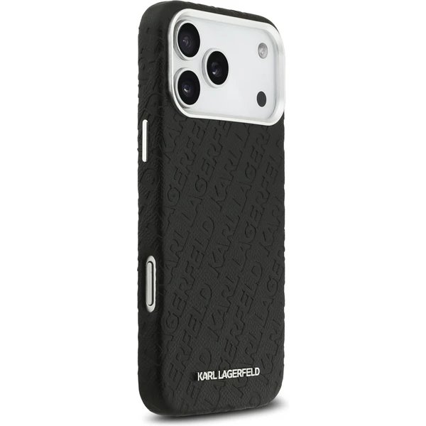 Karl Lagerfeld Grained PU Repeated Logo MagSafe kryt iPhone 17 Pro čierny