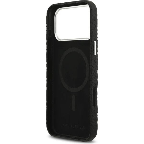 Karl Lagerfeld Grained PU Repeated Logo MagSafe kryt iPhone 17 Pro čierny