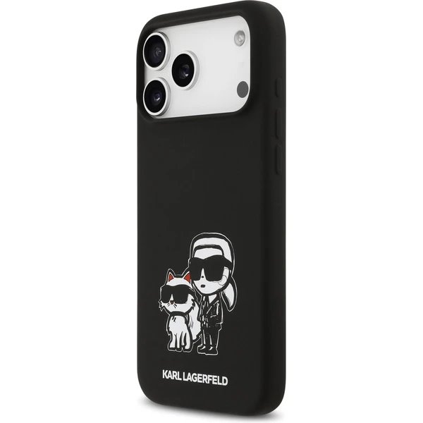 Karl Lagerfeld Liquid Silicone K&CH Sketch MagSafe kryt iPhone 17 Pro čierny