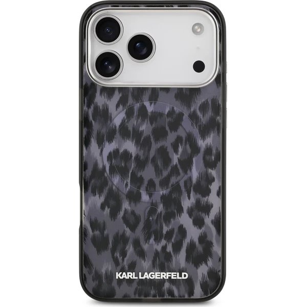 Karl Lagerfeld IML Leopard MagSafe kryt iPhone 17 Pro šedá
