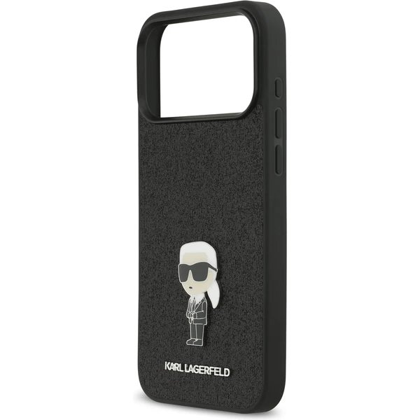 Karl Lagerfeld Fixed Glitter Metal Ikonik kryt iPhone 17 Pro čierny