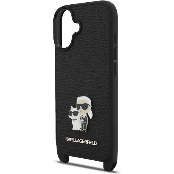 Karl Lagerfeld Saffiano Crossbody Popruh Metal Karl and Choupette kryt iPhone 17 černý