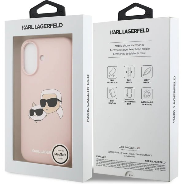 Karl Lagerfeld Liquid Silicone Double Heads MagSafe kryt iPhone 17 Pro ružový