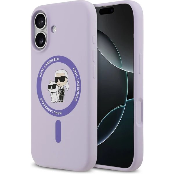 Karl Lagerfeld Liquid Silicone Karl and Choupette MagSafe kryt iPhone 17 ružový